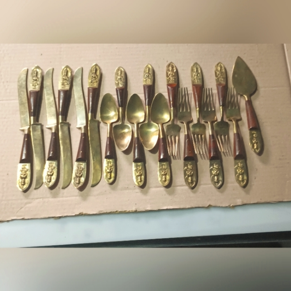 Siam (Thailand) Brass/rosewood flatware